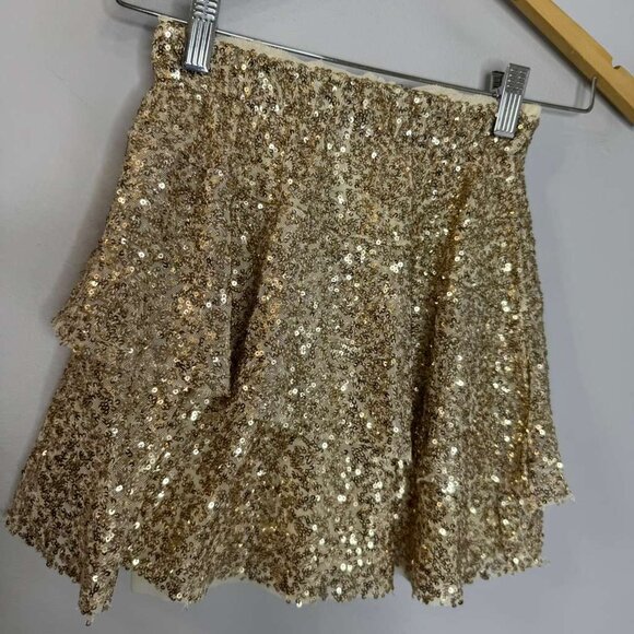 Zara Girls Sequin Mini Skirt Pull-on Holiday New - Picture 3 of 8